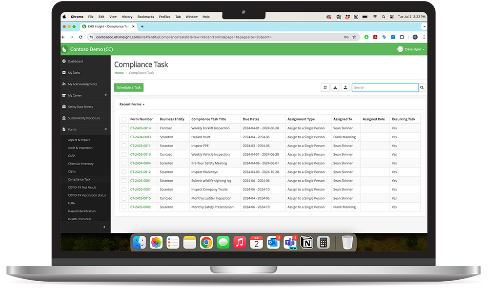 Compliance Tasks Compliance Tasks