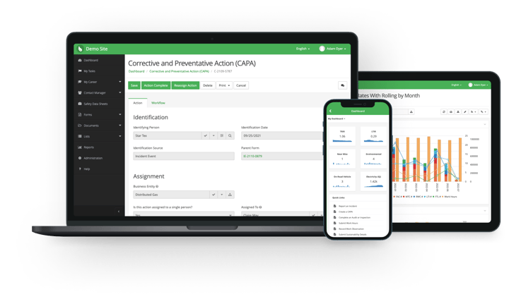 EHS Insight corrective and preventive action (CAPA) module screen