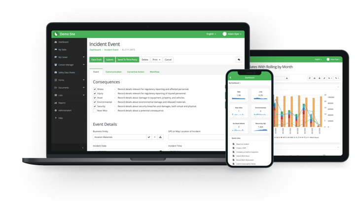 EHS Insight incident management module screen
