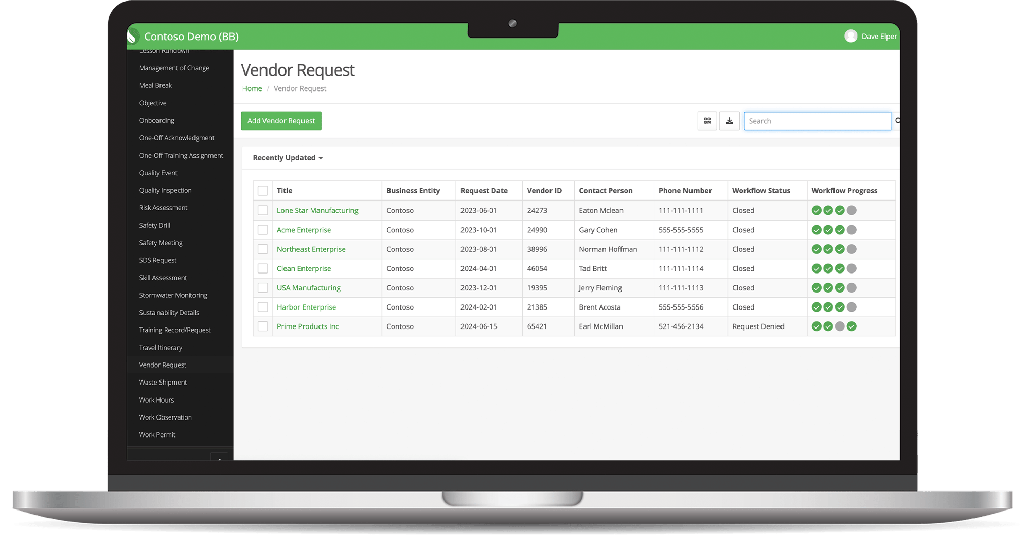 Vendor & Contractor Management Module
