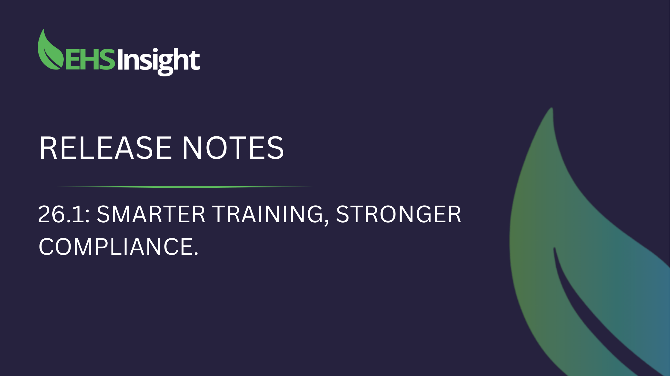 EHS Insight 26.1 release