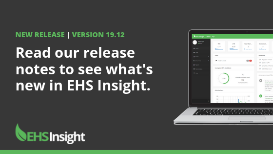 EHS Insight release 19.12