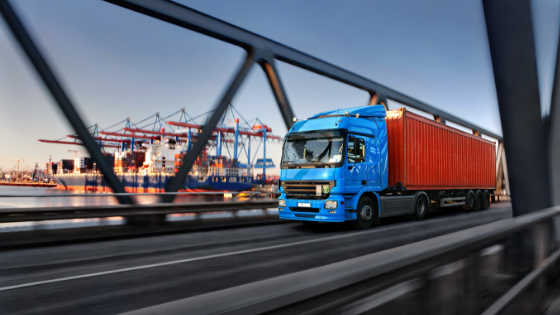 Truck on bridge