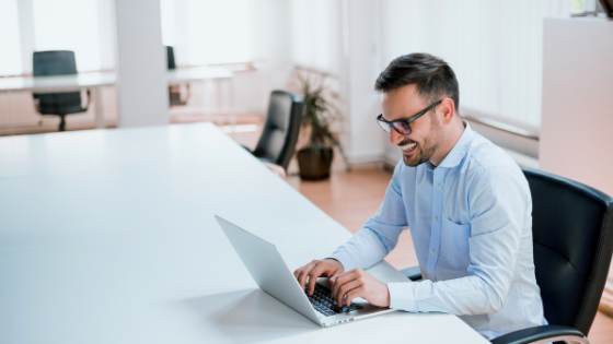 employee working on laptop